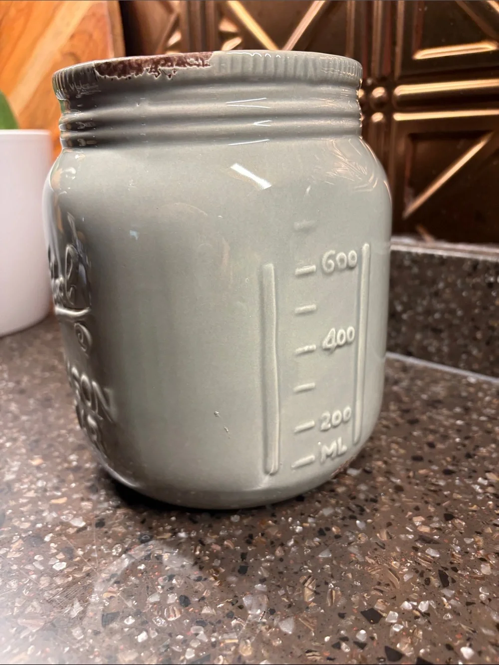 Home Essentials Gray Mason Jar Ceramic Utensil Crock